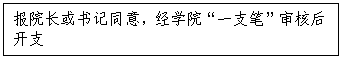 文本框:报经理或书记同意，经学院“一支笔”审核后开支